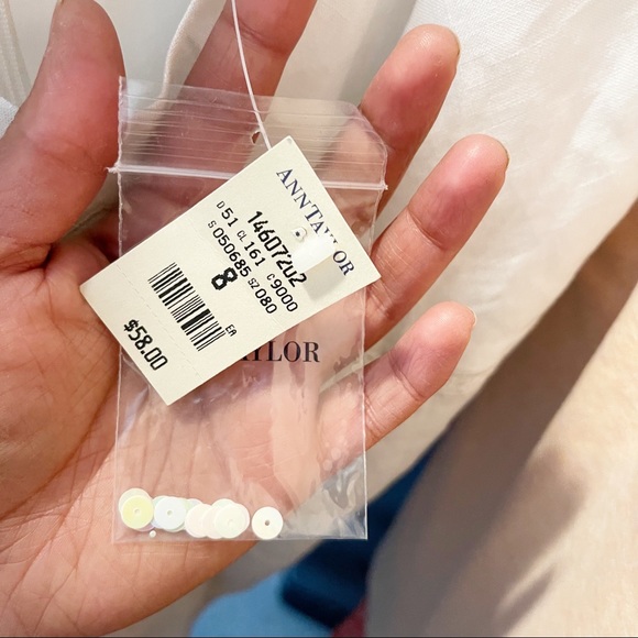 Vintage Ann Taylor White Linen Camisole Sequin Strap Blouse Sz 8 Cottagecore - Picture 8 of 9